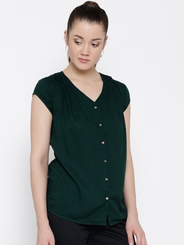 Wills Lifestyle Women Green Solid Top