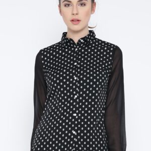 Wills Lifestyle Black Printed Shirt