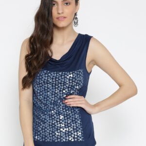 Wills Lifestyle Women Blue Printed Top