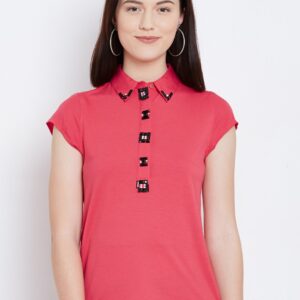 Will Lifestyle Coral Pink Embellished Top