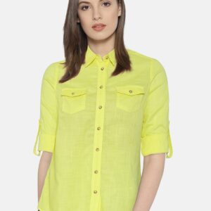 Wills Lifestyle Women Yellow Regular Fit Solid Casual Shirt