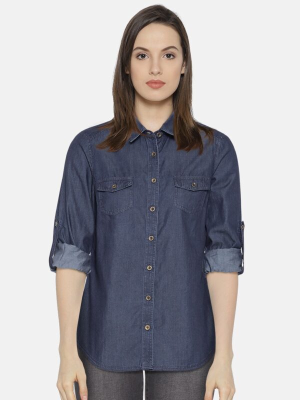 Wills Lifestyle Navy Denim Shirt