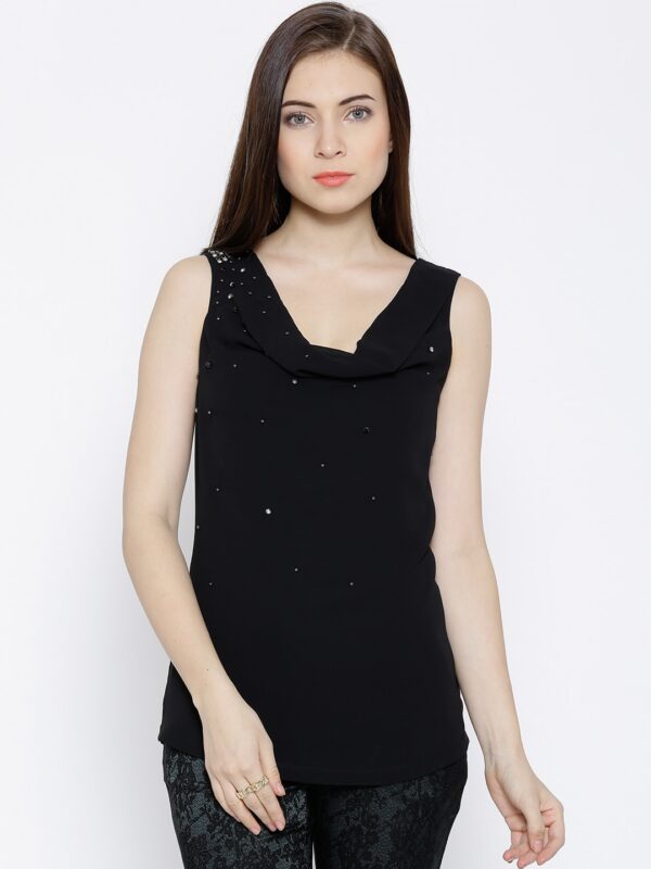 Wills Lifestyle Black Embellished Top