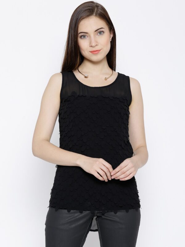 Wills Lifestyle Black Polyester Top