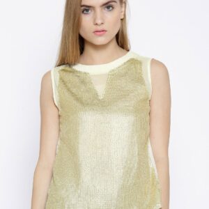 Wills Lifestyle Off-White Polyester Sequinned Top