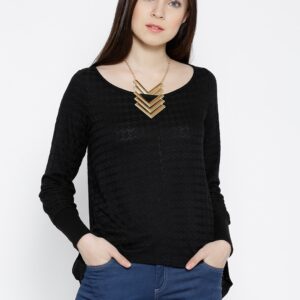 Wills Lifestyle Black Patterned High-Low Top