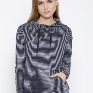 Wills Navy  White Striped Hooded Top