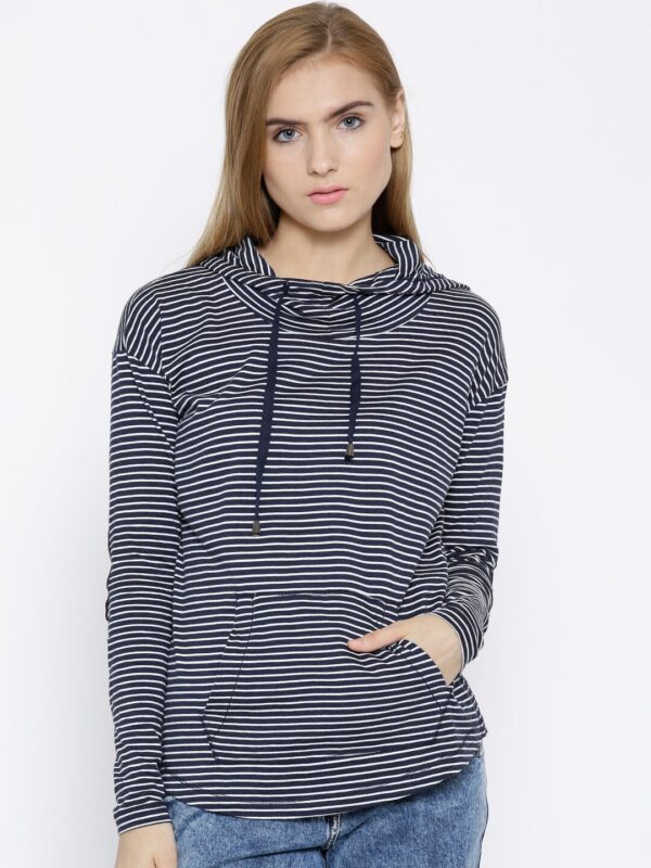 Wills Navy  White Striped Hooded Top