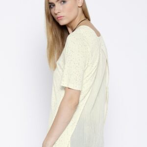 Wills Lifestyle Cream-Coloured Dot Print Top