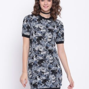 Wills Lifestyle Black  Blue Printed Longline Top