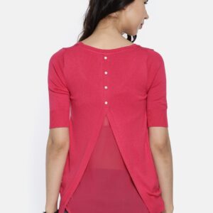 Wills Lifestyle Pink Layered Styled Back Top