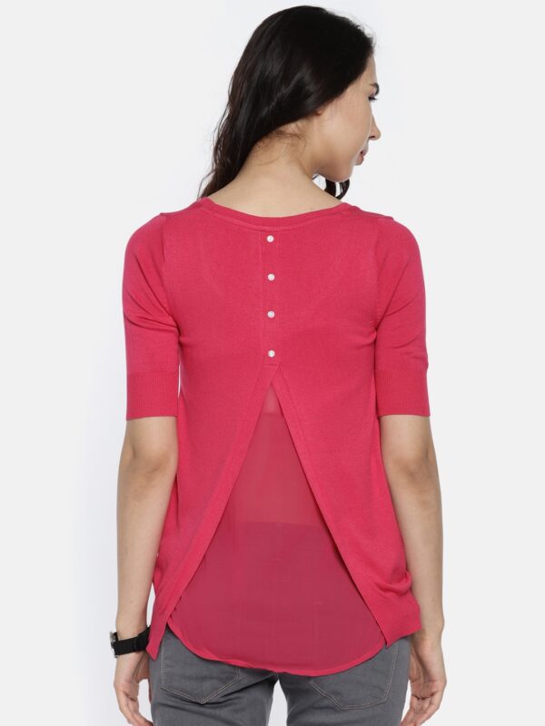 Wills Lifestyle Pink Layered Styled Back Top