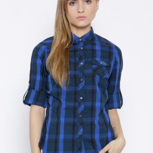 Wills Lifestyle Blue Checked Shirt