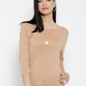 Wills Lifestyle Peach-Coloured Shimmer Top