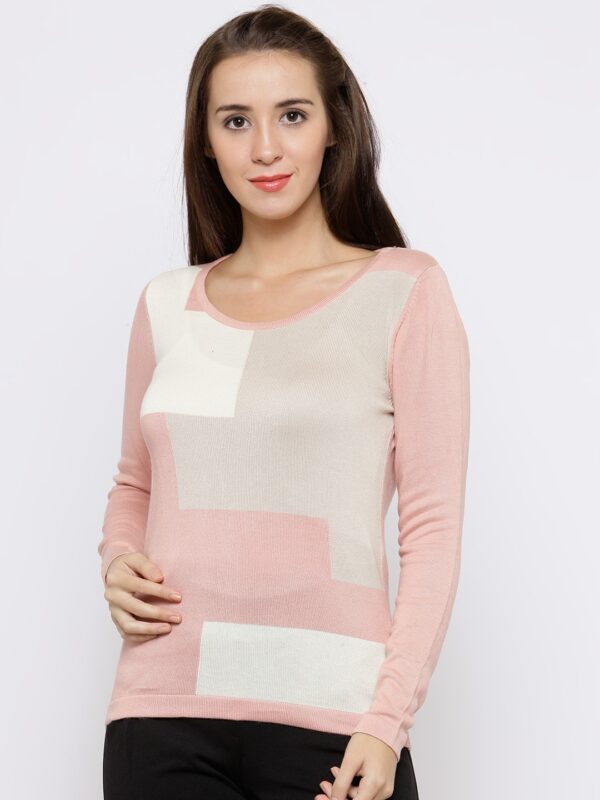 Wills Lifestyle Women Pink Colourblocked Fitted Top