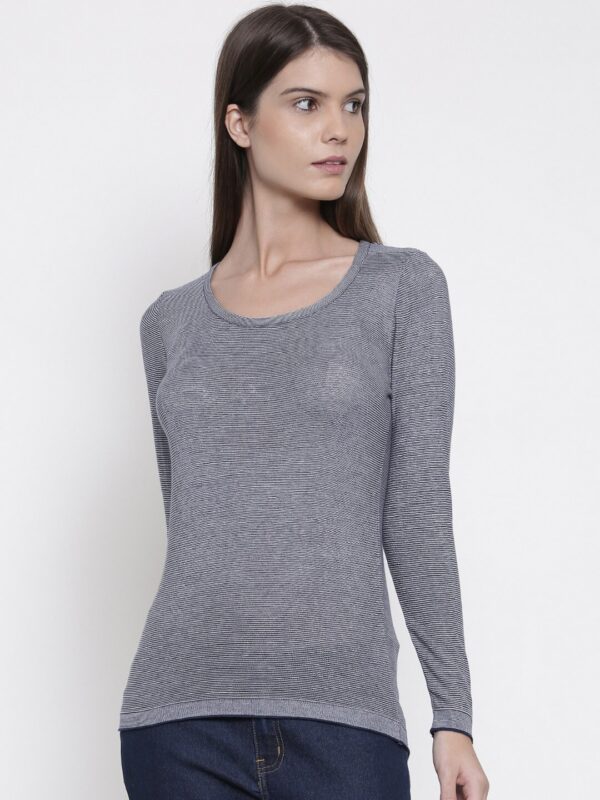 Wills Lifestyle Women Grey Solid Top