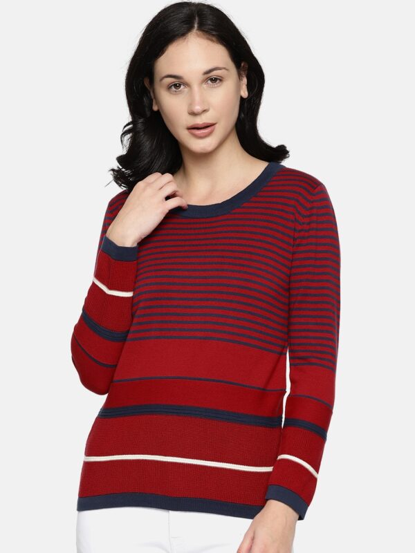 Wills Lifestyle Women Red Striped Top