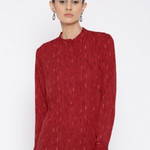 Wills Lifestyle Women Red Printed Top