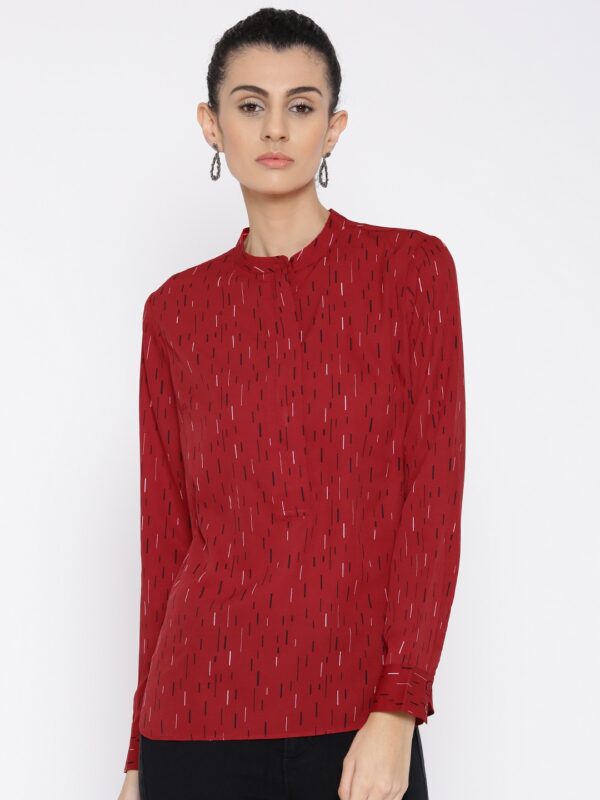 Wills Lifestyle Women Red Printed Top