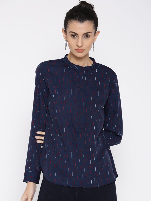 Wills Lifestyle Women Navy Printed Top