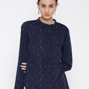 Wills Lifestyle Women Navy Printed Top