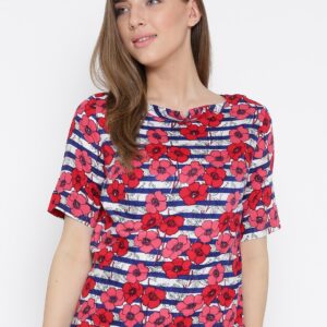 Wills Lifestyle Women Pink  Blue Printed Top