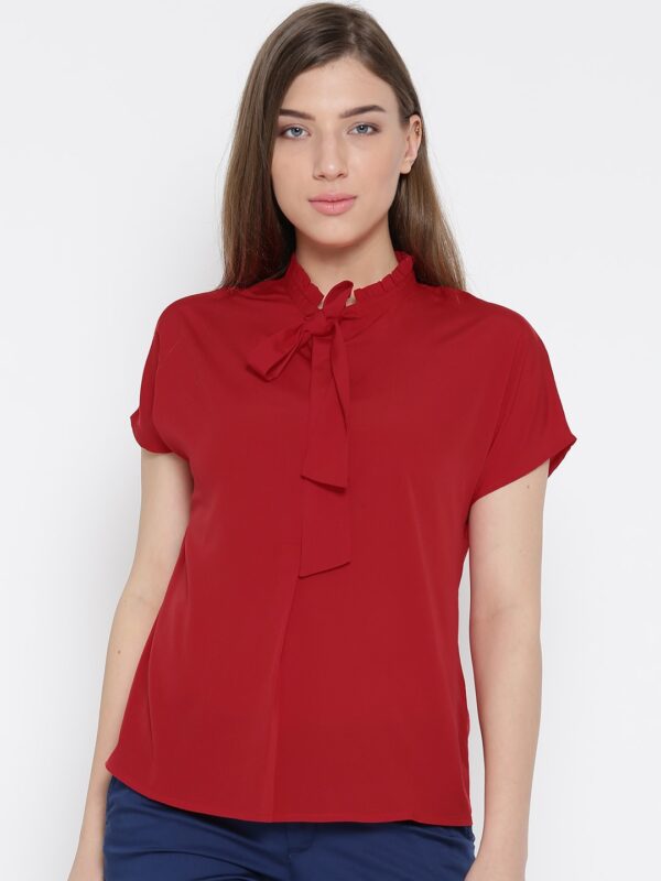 Wills Lifestyle Women Red Shirt Style Top