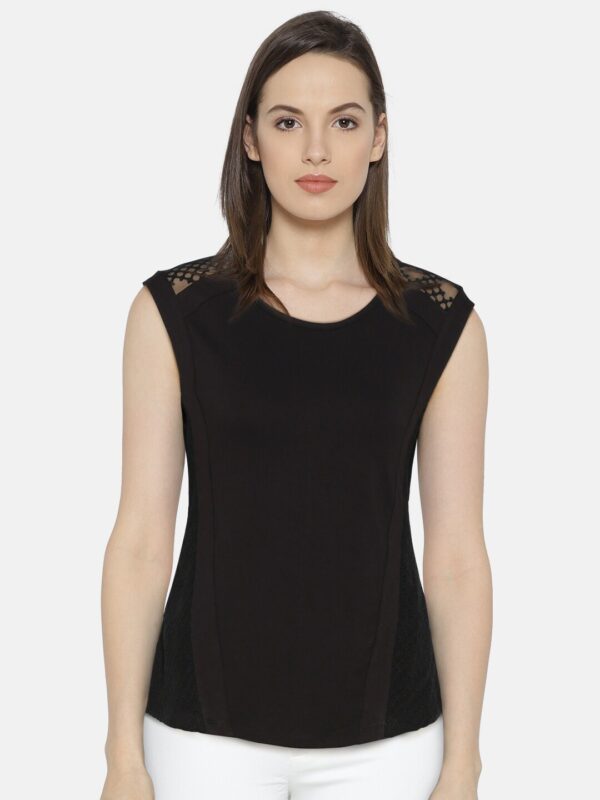 Wills Lifestyle Women Black Solid Top