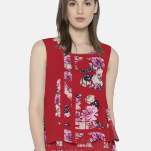 Wills Lifestyle Women Red Printed Layered A-Line Top