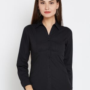 Wills Lifestyle Women Black Solid Formal Shirt