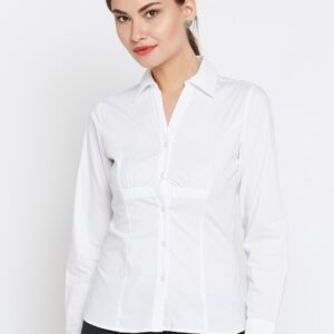 Wills Lifestyle Women White Solid Formal Shirt