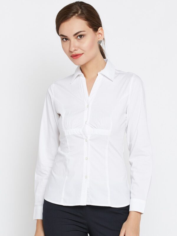 Wills Lifestyle Women White Solid Formal Shirt