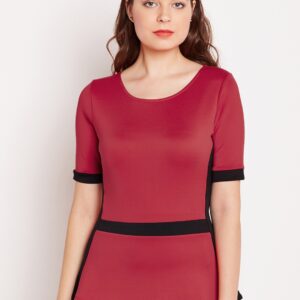 Wills Lifestyle Women Red Solid Cinched Waist Top