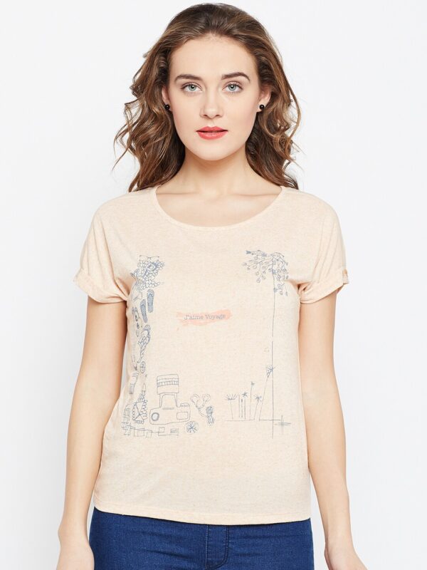 Wills Lifestyle Women Beige Printed Top