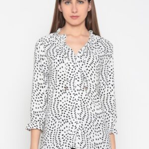 Wills Lifestyle Women White  Printed Top