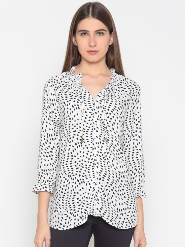 Wills Lifestyle Women White  Printed Top