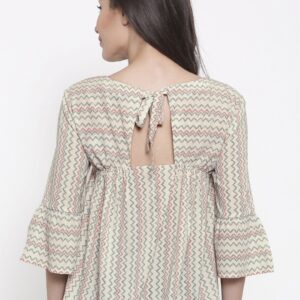 Wills Lifestyle Women Beige Printed Styled Back Top