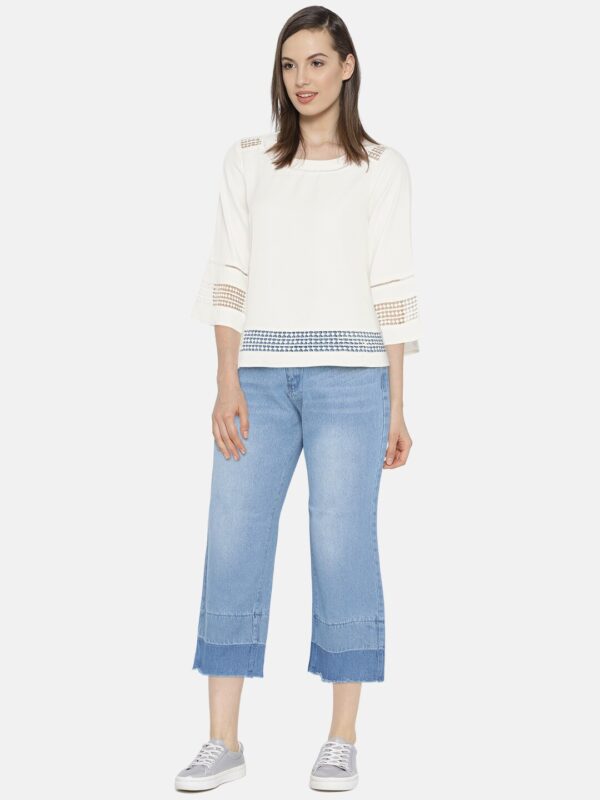 Wills Lifestyle Women Off-White Solid Styled Back Top