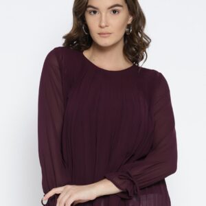 Wills Lifestyle Women Burgundy Solid Top