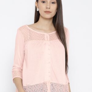 Wills Lifestyle Women Pink Solid Shirt Style Top