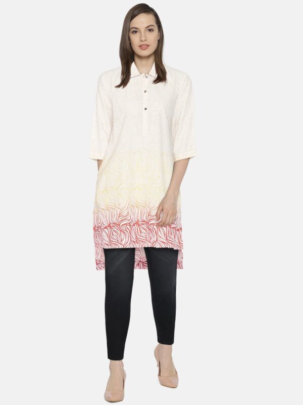 Wills Lifestyle Women Cream-Coloured Printed Tunic