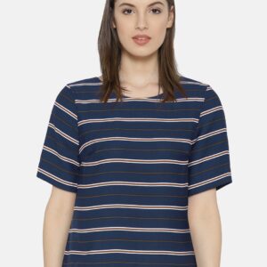 Wills Lifestyle Women Navy Striped Top