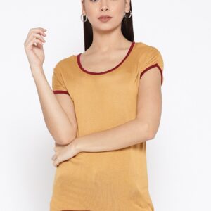 Wills Lifestyle Women Mustard Yellow Solid Top