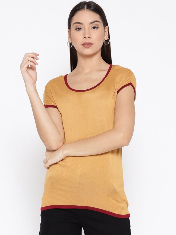 Wills Lifestyle Women Mustard Yellow Solid Top