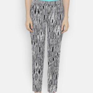 Wills Lifestyle White  Black Printed Trousers