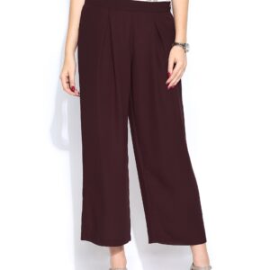 Wills Lifestyle Women Burgundy Casual Trousers