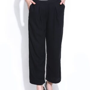 Wills Lifestyle Women Black Palazzo Trousers