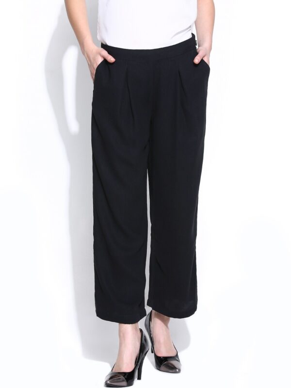 Wills Lifestyle Women Black Palazzo Trousers