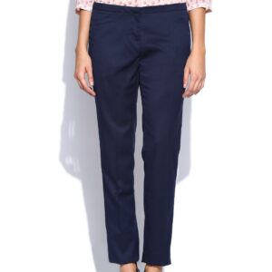 Wills Lifestyle Women Navy Slim Fit Trousers