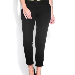 Wills Lifestyle Women Black Ankle-Length Trousers